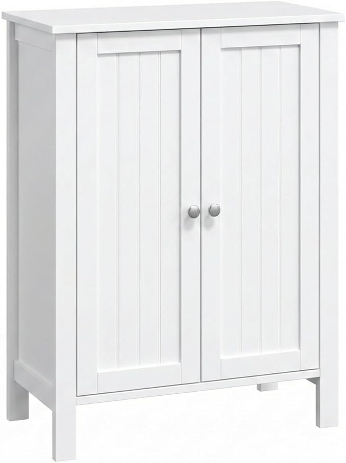 Bathroom Storage Bonnlo Bathroom Cabinet Free Standing Floor Storage with Double Door Adjustable Shelf Space Saver Decorative Modern Bathroom Furniture White
