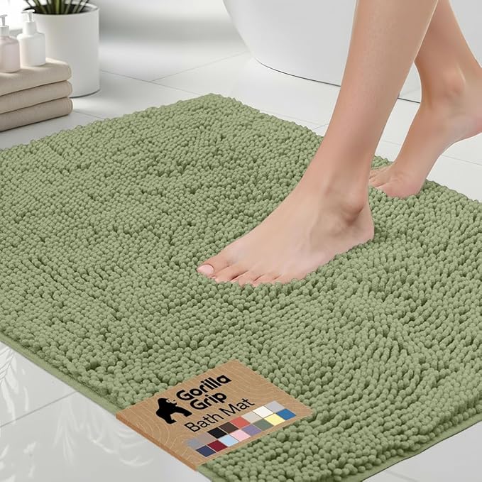 Bathroom Decor GORILLA GRIP Bath Rug Mat 36x24, Soft Absorbent Chenille, Quick Dry Microfiber Mats