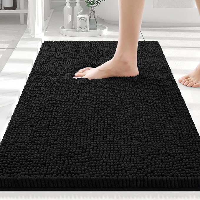 Bathroom Decor Smiry Smiry Luxury Chenille Bathroom Rugs 30x20, Extra Soft and Absorbent Shaggy Bath Mat, Machine Washable, Non-Slip Plush Carpet Runner for Tub, Shower, and Floor,