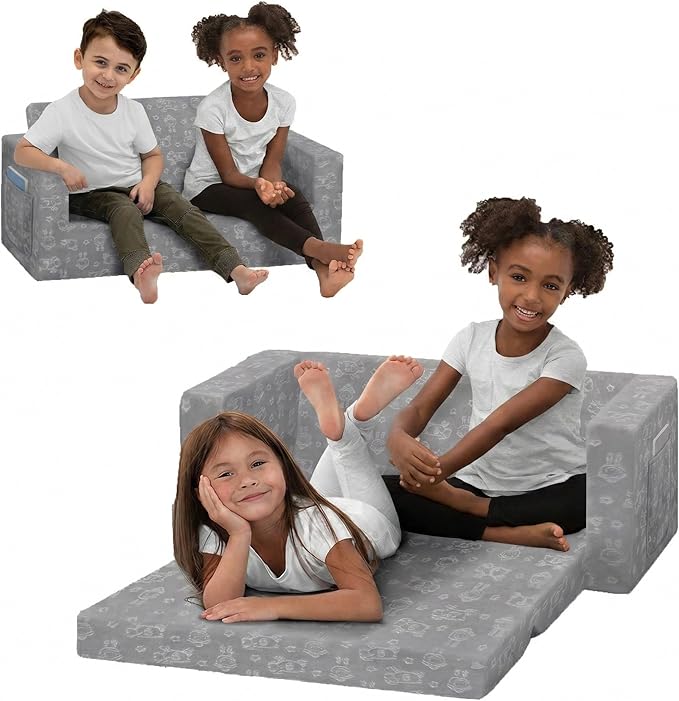 Living Room Furniture Delta Children Delta Children - Serta Perfect Sleeper Kids 2-Seater Sofa, Convertible 2-in-1 Flip Open Toddler Couch Sleeper, Foam Chair for Playroom & Bedroo