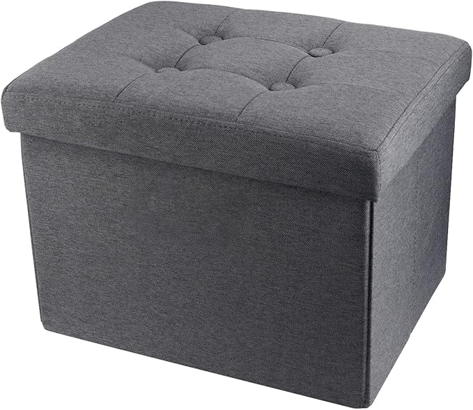 Living Room Furniture ALASDO ALASDO Storage Ottoman Footrest Stool Small Ottoman with Storage Foldable Ottomans Foot Rest Footstool Bench for Living Room 17x13x13inches Grey