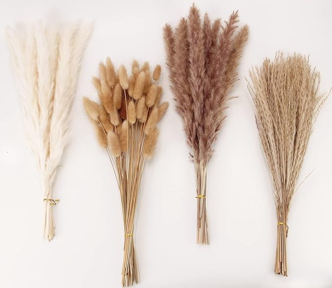 Bedroom Decor ANPROOR Dried Pampas Grass Decor, 100 Stems Pampas Grass Contains Bunny Tails Dried Flowers, Reed Grass Bouquet for Wedding Boho Flowers Home Table Decor, Rustic Farm