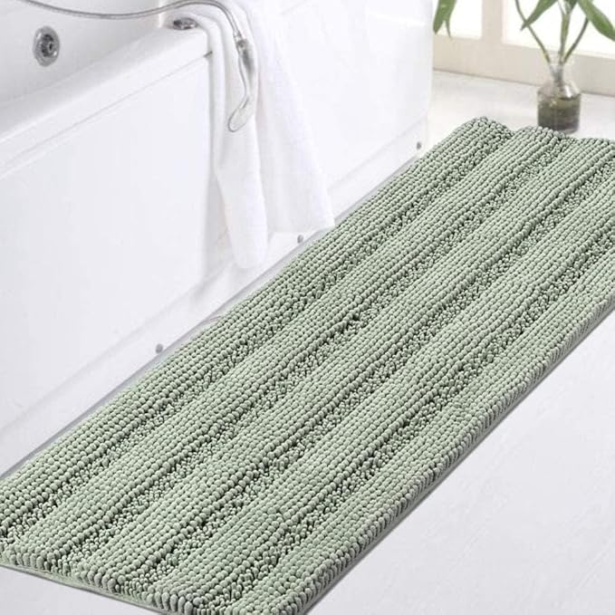 Bathroom Decor Turquoize Turquoize Sage Green Bathroom Rugs Runner Extra Long 47 x 17 Large Bath Mat Plush Shaggy Chenille Bathroom Rug Non-Slip