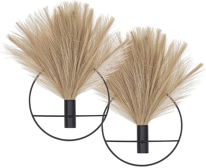 Kitchen Decor Pretty Jolly Pretty Jolly Boho Wall Decor, Wall-Mounted Metal Art, Hanging Artificial Pampas Display, Living Room, Bedroom, Bathroom, Diningroom, Fake Faux Plant 2 Pa