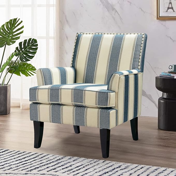 Kitchen Furniture HULALA HOME HULALA HOME Modern Accent Chair with Arms and Wooden Legs, Mid Century Accent Chair Armchair High Back Rest, Padded Armrest and Comfortable Cushioned 