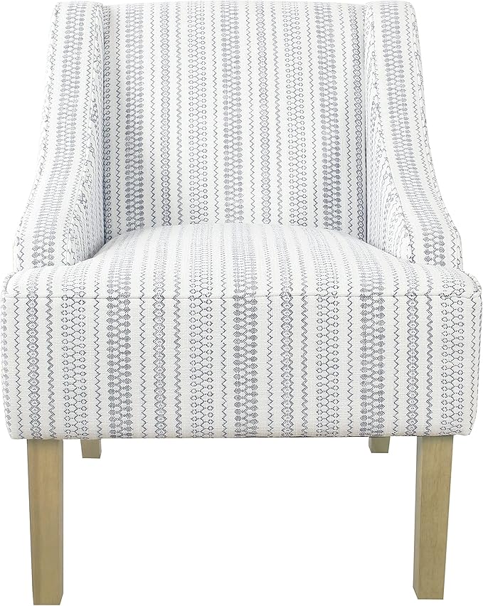Kitchen Furniture HomePop HomePop Velvet Swoop Arm Accent Chair, Blue Farmhouse Stripe