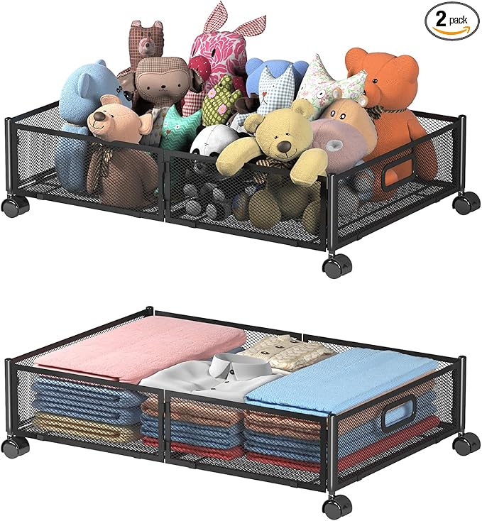 Bedroom Storage Uyokcnie Under Bed Storage Containers, Shoe Storage With Wheels, Foldable Bedroom Storage Organization with Handles, Under Bed Storage Bins Drawer For Clothes, Blan