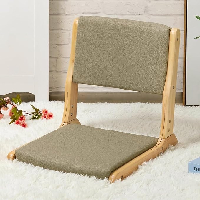Living Room Furniture HollyHOME HollyHOME Foldable Japanese Style Floor Chair with Back Support, Tatami Chair with Cushion, Meditation Seat for Bay Window, Living Room, Bedroom, Da