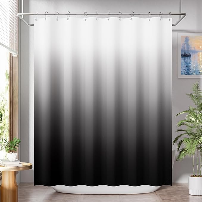 Bathroom Storage AmazerBath Ombre Black Shower Curtain Set