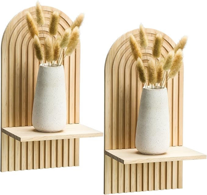 Living Room Furniture Tatuo Tatuo 2 Pieces Boho Wall Shelf Decor Floating Arched Shelves