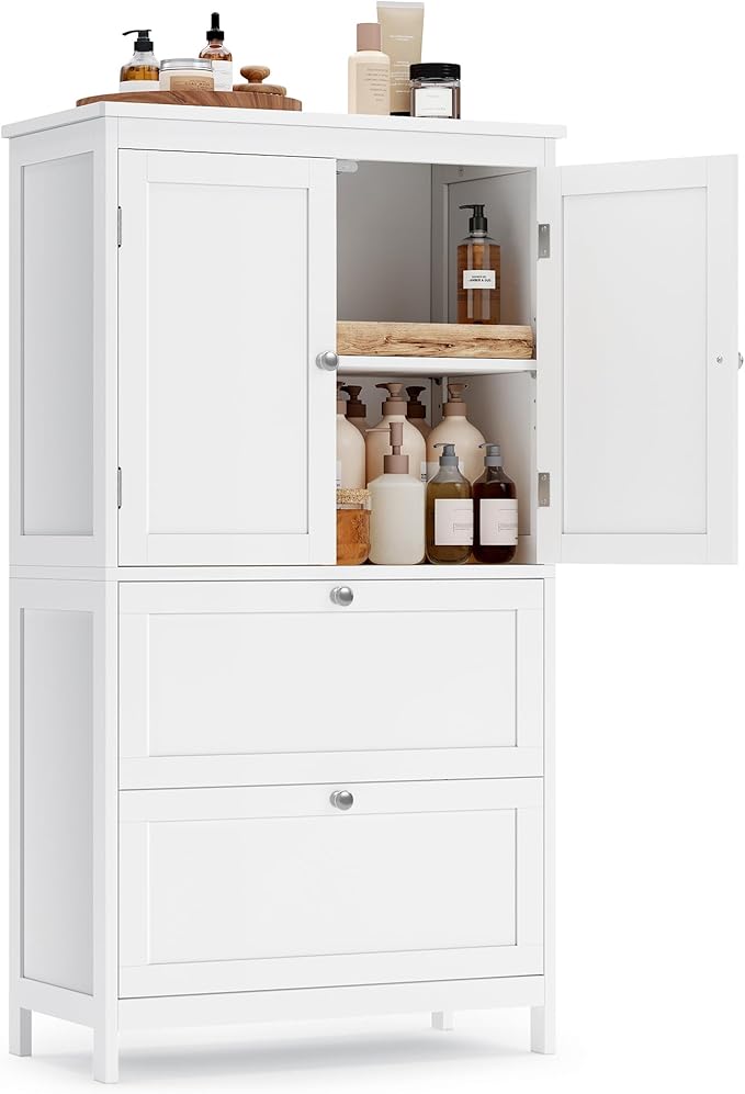 Kitchen Furniture VASAGLE VASAGLE Bathroom Floor Storage Cabinet, Bathroom Storage Unit, Freestanding Cabinet with 2 Drawers and 2 Doors, Adjustable Shelf, 11.8 x 23.6 x 43.3 Inche