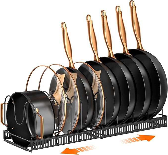 Kitchen Organisation MUDEELA MUDEELA Pots and Pans Organizer Rack for under Cabinet, Expandable 11.81