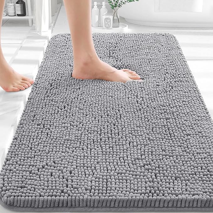 Bathroom Decor OLANLY OLANLY Bathroom Rugs 30x20, Extra Soft Absorbent Chenille Bath Rugs, Rubber Backing Quick Dry, Machine Washable Bath Mats for Bathroom Floor, Tub and Shower, 