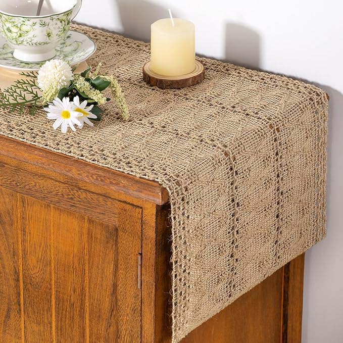 Bedroom Decor Socomi Socomi Boho Table Runner Easter Spring Farmhouse Burlap Jute Bamboo Rustic Dining Kitchen Centerpiece Decor Small Macrame Woven Coffee Table Runner for Dresser