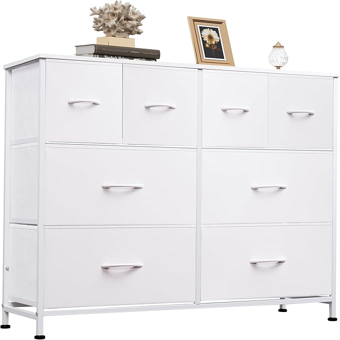 Bedroom Furniture WLIVE WLIVE Dresser for Bedroom with 8 Drawers, Wide Fabric Dresser for Storage and Organization, Bedroom Dressers, Chest of Drawers for Living Room, Closet, Hall