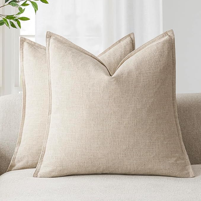 Bedroom Decor Foindtower Foindtower Pack of 2, Decorative Linen Soild Throw Pillow Covers Soft Accent Cushion Case Boho Farmhouse Neutral Pillowcase for Couch Sofa Bedroom Living R