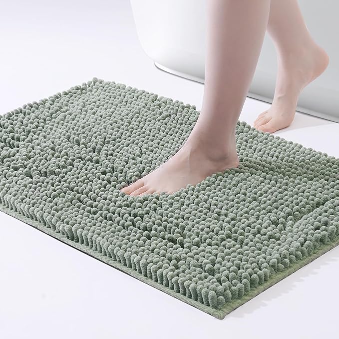 Bathroom Decor FRESHMINT FRESHMINT Chenille Bathroom Rugs Mat 24"x17", Non-Slip Bath Mat