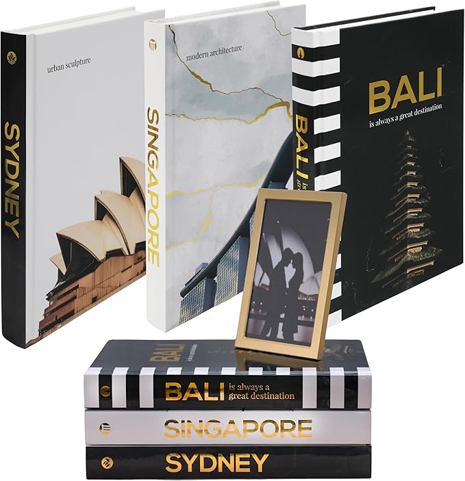 Living Room Furniture LUMNEST Decorative Books for Home Decor - Black and Gold Foiled Decor Books for Coffee Table - Decorative Hardcover Display Faux Books for Bookshelf – Fashion