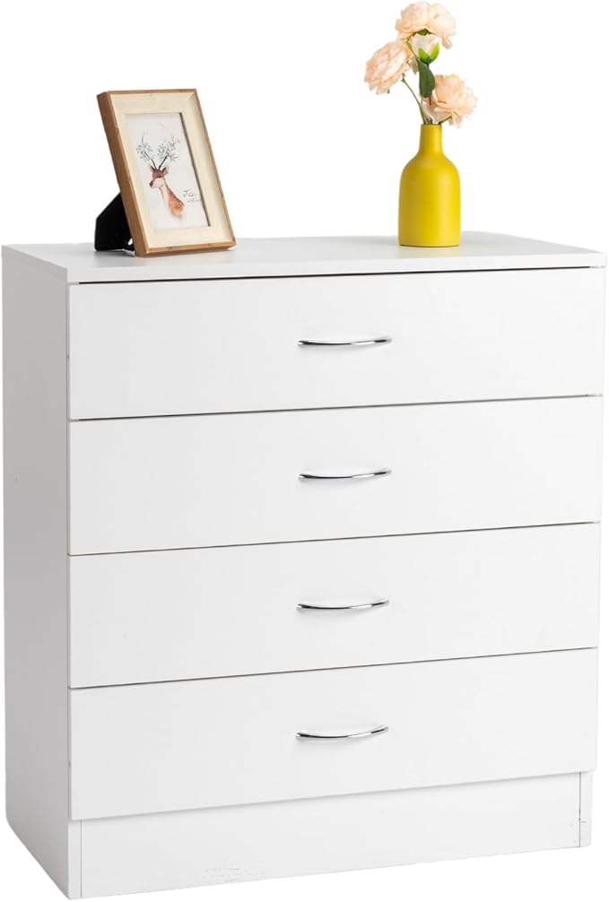 Bedroom Furniture Karl home Karl home 4 Drawer Dresser for Bedroom, Small Chests of Drawers Modern Nightstand, White Dresser Chest with 4 Storage Drawers, Dressers for Nursery, Hal