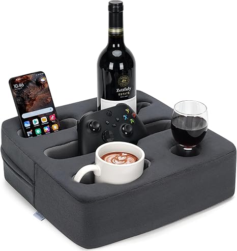 Living Room Organisation Zettfuly Couch Cup Holder Pillow - Sofa Cup Holder | Couch Caddy, Couch Drinks Remotes Holder for Cups, Headphones, Snacks， and Phones | Use it on Car, Pac