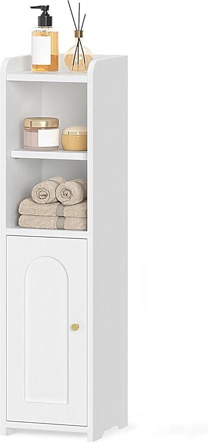 Bathroom Furniture Hzuaneri Bathroom Storage Cabinet, Small Corner Floor Cabinet with Doors and Adjustable Shelf, Narrow Toilet Paper Cabinets, Bathroom Organizer for Small Spaces,
