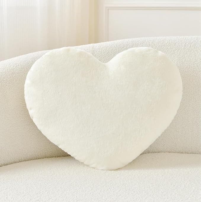 Living Room Decor Petrella Petrella Throw Pillows Heart Pillow Cute Fuzzy Pillows for Bed Livingroom Home Decor Cushion Decorative Aesthetic Preppy Pillows White,Small 13"x10"