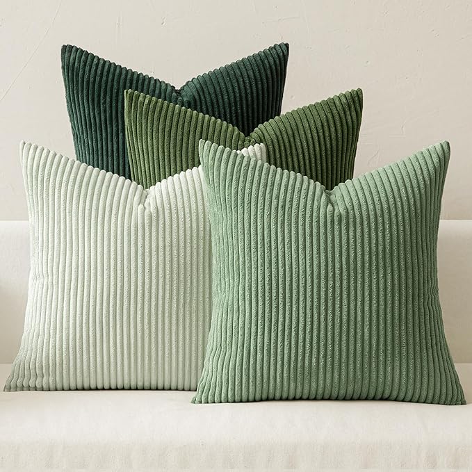 Bedroom Decor MIULEE MIULEE Boho Farmhouse Sage Green Throw Pillow Covers 18x18 Inch Set of 4 Mordern Nordic Cushion Covers Soft Corduroy Spring Home Decor for Couch Bed Sofa Livin