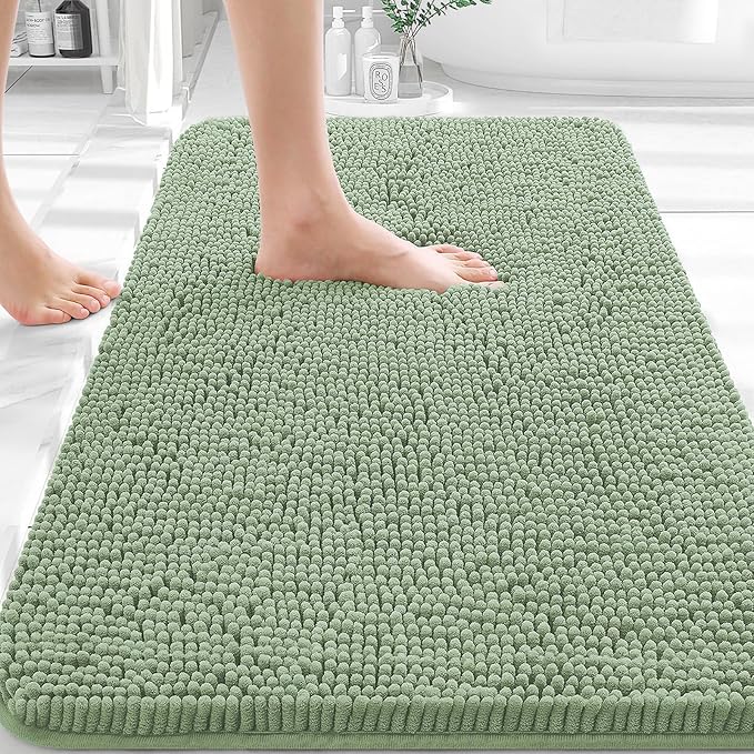 Bathroom Decor OLANLY OLANLY Bathroom Rugs 30x20, Extra Soft Absorbent Chenille Bath Rugs, Rubber Backing Quick Dry, Machine Washable Bath Mats for Bathroom Floor, Tub and Shower