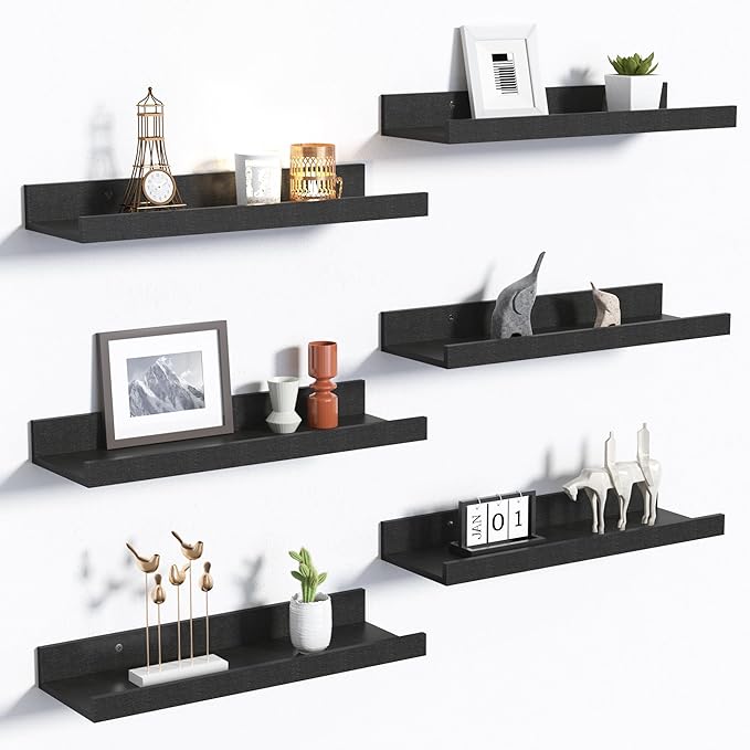 Bathroom Furniture upsimples upsimples Floating Shelves for Wall, Wall Shelves for Decor Storage Set of 6