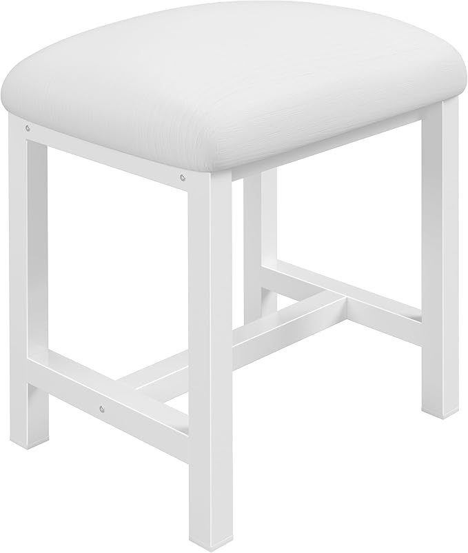 Bedroom Furniture KAI-ROAD Small Vanity Stool, Cute Vanity Stools with Cushion, White Makeup Vanity Chair for Small Spaces, Living Room, Bedroom, Bathroom, Entryway, Ottoman Foot R