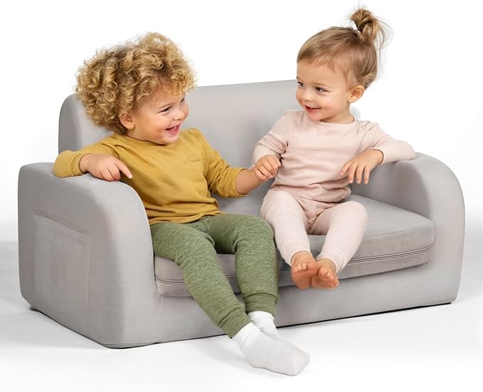 Living Room Furniture little dove 3-in-1 Extra Wide Convertible Kids Couch, Flip Open Toddler Couch to Lounger, Comfy Toddler Chair, Machine-Washable Kids Sofa for Girls, Kid Sofa 