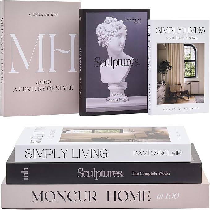 Living Room Furniture Moncur Home Decorative Coffee Table Books for Home Décor Accents Bookshelf Decor with Real Blank Pages and Removable Covers Set of 3 Mid Century Modern Fake B