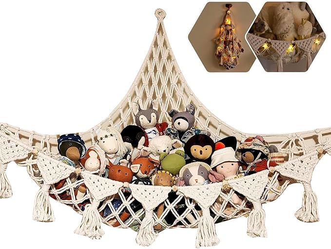 Bedroom Storage YJWZWE Stuffed Animals Toy Storage Hammock Wall Hanging Net Corner Hanging Organizer Bedroom Plush Toy Holder for Room Decor 47.2 Inch