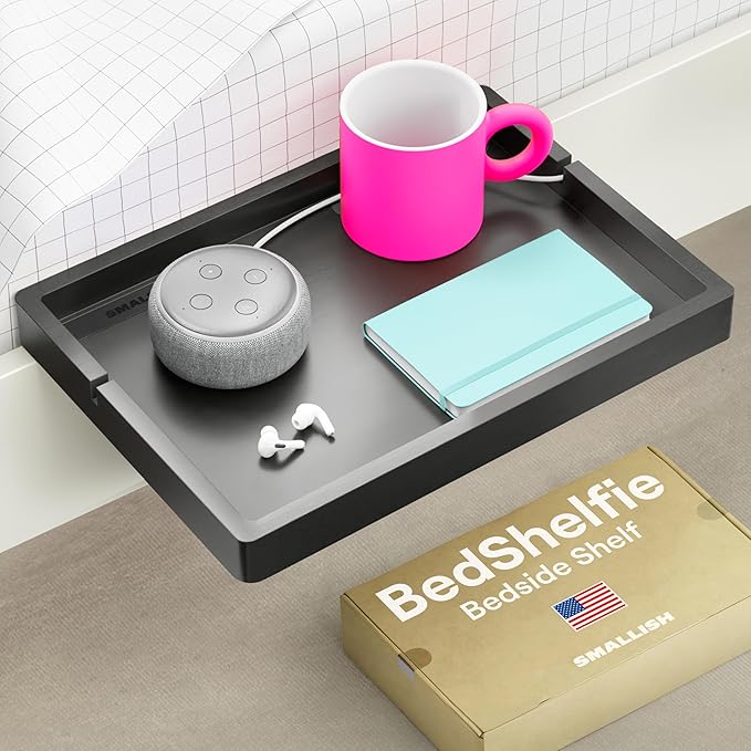 Bedroom Furniture BedShelfie BedShelfie Wood Bedside Shelf for Bunk Bed & Top Bunk, College Dorm Room Essentials, Loft Nightstand, Floating Bed Side Table Tray Storage, Dorm Room D