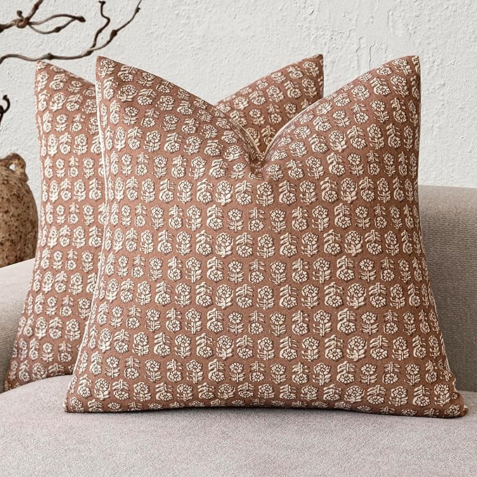 Living Room Decor Foindtower Foindtower Set of 2 Decorative Neutral Floral Print Throw Pillow Covers Vintage Farmhouse Cushion Covers Boho Home Decor