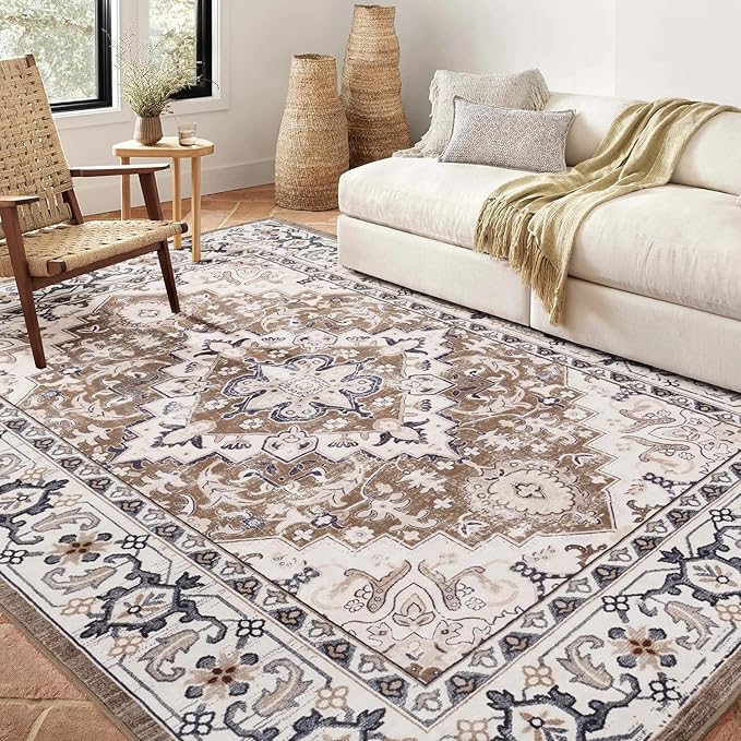 Bedroom Decor Lofus Lofus 5x7 Area Rugs for Living Room, Washable Area Rug, Rugs for Bedroom, Kitchen, Vintage Boho Carpet, Soft Non-Slip, Low Pile Large Area Rug for Office Dining