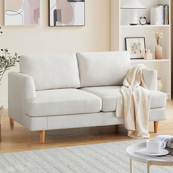 Living Room Furniture Busaurus Loveseat Sofa 56" Mid Century Modern Small Couches for Small Spaces Love Seat with 2-Seat Upholstered Cushion Sofa Couches for Bedroom, Living Room, 