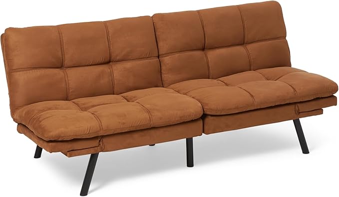 Living Room Furniture Amazon Basics Amazon Basics Convertible Loveseat Sofa Bed with Memory Foam, Adjustable Positions, Linen Fabric, Modern Sleeper for Small Living Room, Office, 