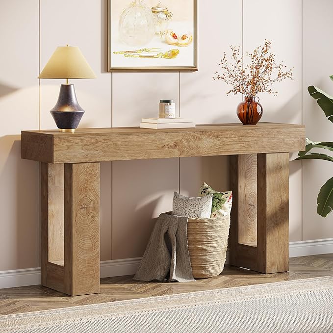 Living Room Furniture Tribesigns Tribesigns 63-Inch Long Console Table, Wooden Rectangular Sofa Table Behind The Couch, Farmhouse Entryway Table for Entrance, Hallway, Living Room 