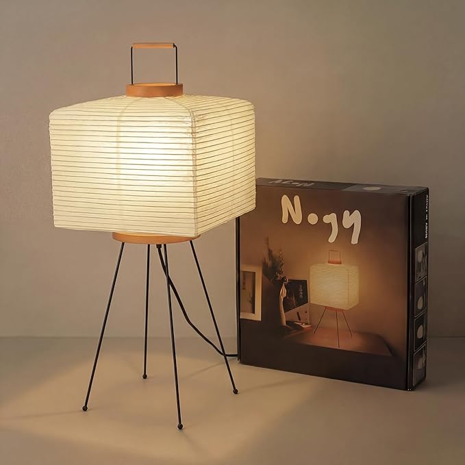 Living Room Decor Nogy Akari Noguchi Japanese Paper Floor Lamp • Rice Paper Lantern Lamp • Japanese Japandi Floor Lamp for Soft Ambient Lighting