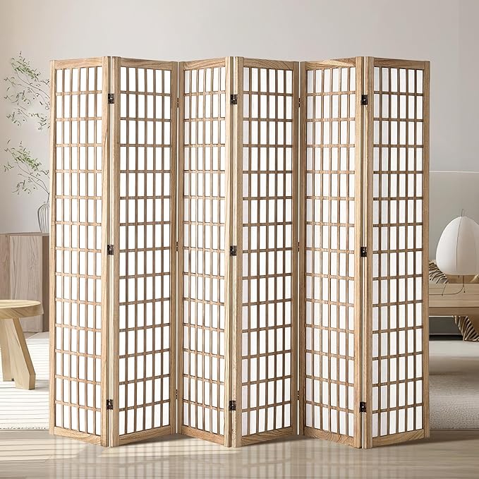 Living Room Furniture VEVOR VEVOR Room Divider, 6 Panel Japanese Room Divider, Wood Folding Privacy Screen Indoor, Partition Dividers Portable Decoration Screens, for Room Separati