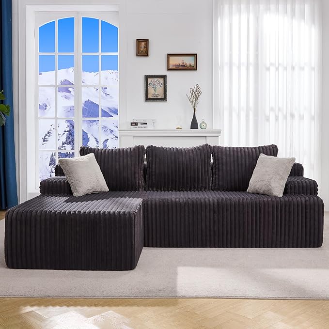 Living Room Furniture Hobestluk Modular Sectional Sofa Couches L-Shape Couch 3 Seat Modular Sofa Memory Foam Sectional Couches for Living Room, Cloud Couch with Oversized Chaise (G