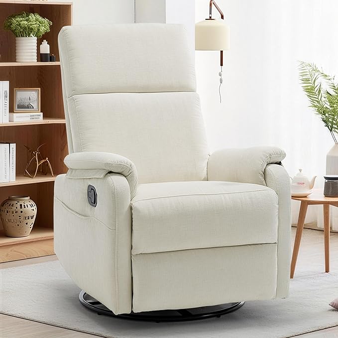 Bedroom Furniture Korser Recliner Chair, Swivel Rocking Recliner Chair for Adults, Glider Rocking Chair, Small Nursery Chair Recliner for Living Room, Reclining Chair with Modern-D