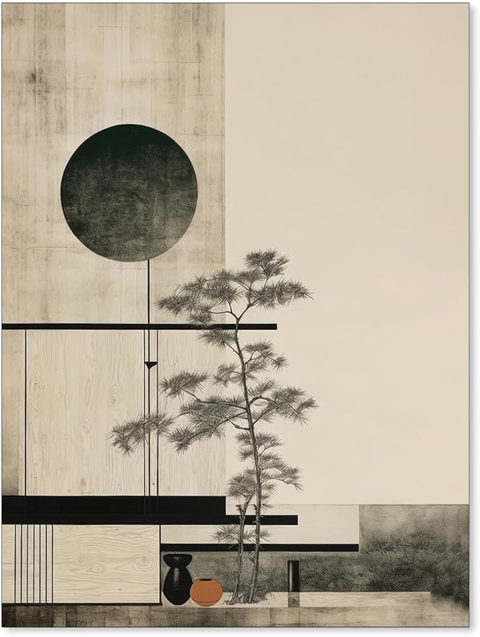 Living Room Decor Haitunone Haitunone Japandi Scandinavian Wall Art Japanese Mid Century Wabi Sabi Posters Vintage Minimalist Modern Canvas Prints for Living Room Bedroom Dorm Wall
