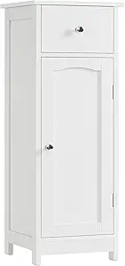 Kitchen Furniture Iwell Iwell Bathroom Floor Cabinet, Small Bathroom Storage Cabinet with Drawer & Storage Shelf, Free-Standing Organizer Cabinets for Hallway/Living Room, White