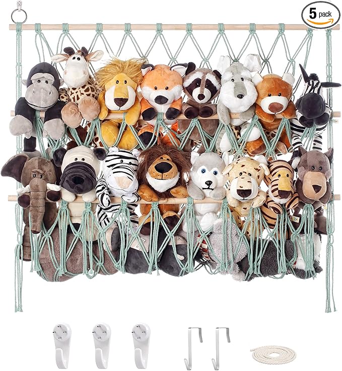 Bedroom Storage DOEGUAIY Stuffed Animal Net or Hammock Large Corner Storage for Plushies Stuffed Animals Zoo Wall Hanging Organizer Holder for Hammock, Space-Saving Nursery Decor