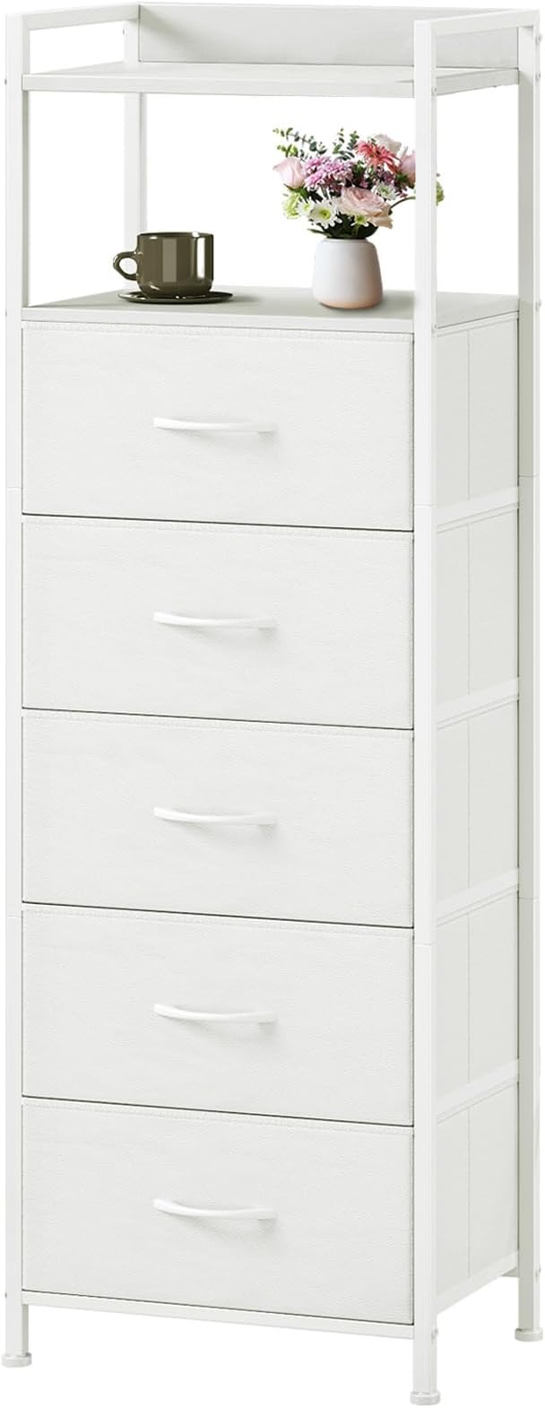 Bedroom Furniture Somdot Somdot Tall Dresser for Bedroom, 5 Drawers Nightstand Vertical Storage Tower Unit, Night Stand Furniture with Fabric Drawer Organizer in Bedside Hallway, E