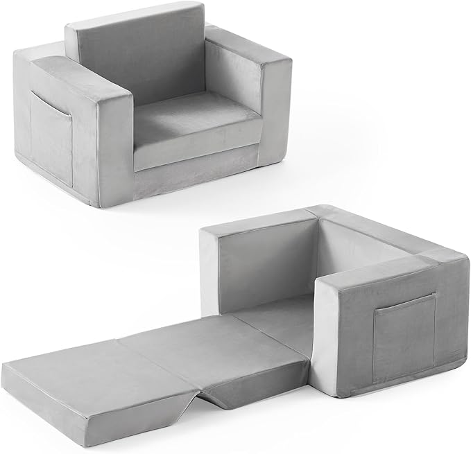 Living Room Furniture Zorvoxz Kids Couch, 2-in-1 Toddler Chair Comfy 1-3 Years Old, Convertible Kids Chair, Toddler Couch Sofa, Kid Sofa to Lounge Bed for Boys and Girls Gifts, Kid