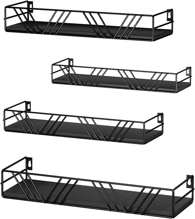 Bathroom Furniture Amaoot Floating Shelves for Wall Set of 4, Different Sizes Mounted Wood Floating Shelf