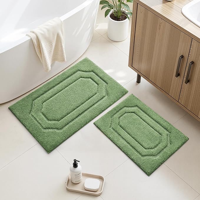 Bathroom Decor HOMEIDEAS HOMEIDEAS Bathroom Rugs Sets 2 Piece, Extra Soft and Absorbent Microfiber Plush Bath Mat